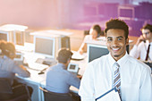 Businessman smiling in office