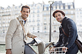 Businessmen on bicycles in Paris