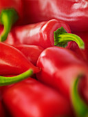 Extreme close up of red chili peppers