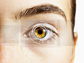 Close up of retina scanner over hazel eye