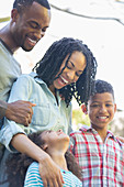 Happy family outdoors