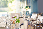 Set table at dinner party