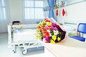 Bouquet of flowers in hospital room