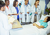 Doctor and residents examining patient