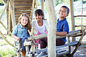 Children playing on play structure