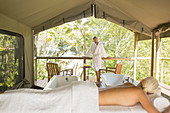 Couple relaxing together in spa