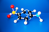 Molecular model on blue counter