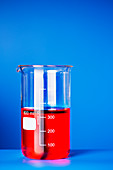 Close up of beaker of solution