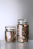 Change jars sitting on counter