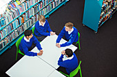 Students in school library