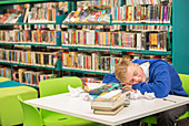 Exhausted student sleeping