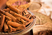 Cinnamon sticks on plate