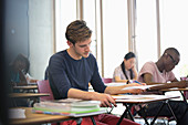 Student taking exam
