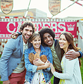 Portrait of four friends having fun