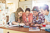 Group of teenagers using tablet