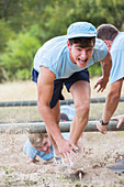 Determined man running