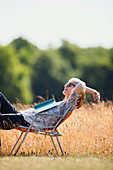 Carefree senior woman relaxing