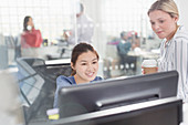 Businesswomen working at computer