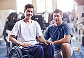 Physical therapist and man in wheelchair