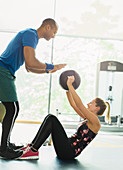 Personal trainer and woman