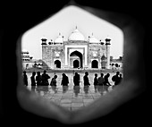 People facing the Taj Mahal, Agra, India