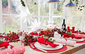 Christmas decorations on dining table