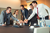 Business people playing team building exercise