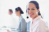 Businesswoman talking on the phone with headset