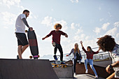 Friends skateboarding