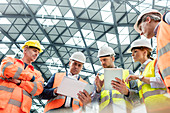 Foreman and construction workers in meeting