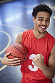 Portrait happy basketball player