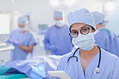 Portrait female surgeon wearing surgical mask
