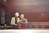 Male foreman and worker talking