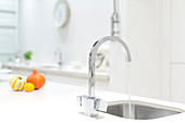 Modern stainless steel kitchen faucet and sink
