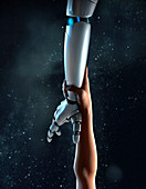 Illustration of arm reaching for robotic arm
