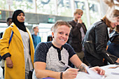 Portrait Woman in wheelchair at conference