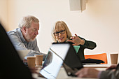 Senior business people using laptop