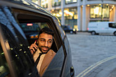 Businessman in crowdsourced taxi
