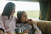 Mother and daughter in motor home