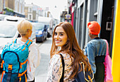 Young woman with backpack