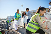 Volunteers cleaning up litter