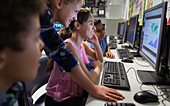 school students using computer