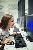 school student using computer