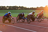 Paraplegic athletes in wheelchair race