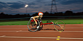Determined teenage girl paraplegic athlete