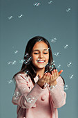Playful girl with bubbles