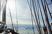 Sailboat rigging on Atlantic Ocean Greenland