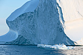 Birds below majestic iceberg formation Greenland