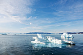 Melting ice on blue Atlantic Ocean Greenland