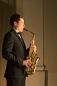 Saxophonist performing